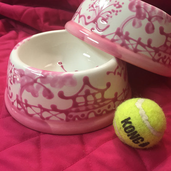 Palm Beach Pink Chinoiserie Dog Bowl