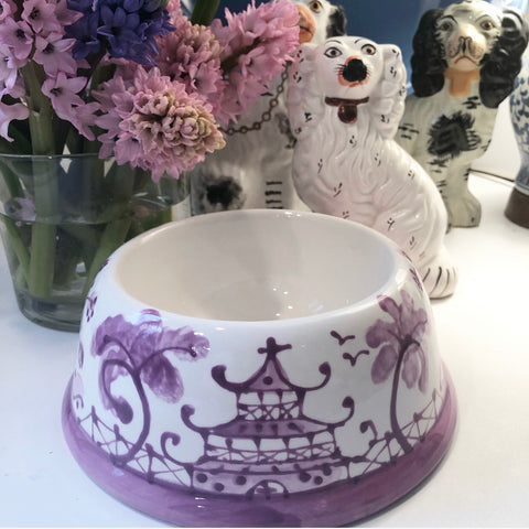 Lavender Chinoiserie Dog Bowl